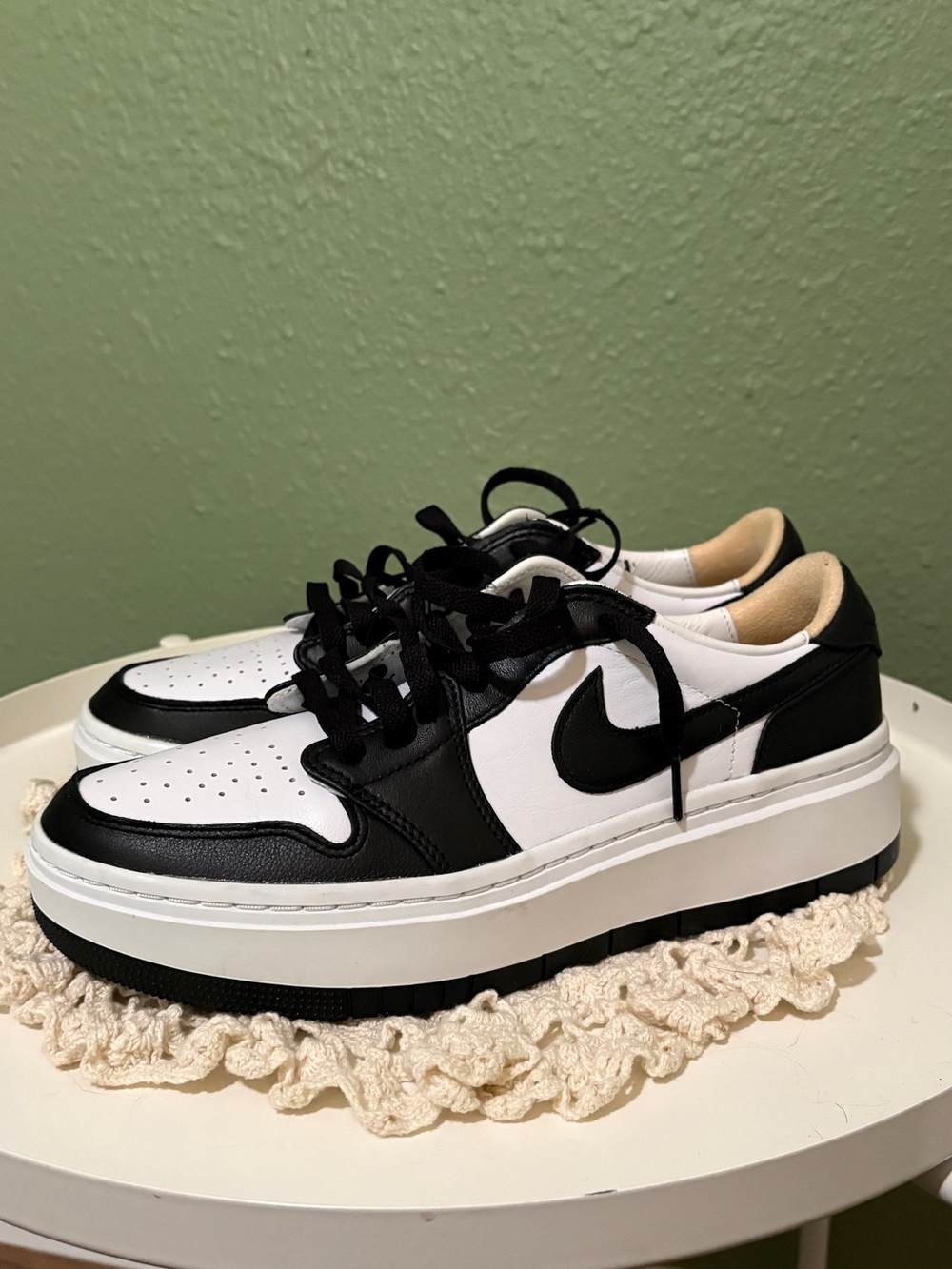 Jordan Women’s Black and White Low-Top Platform Sneakers